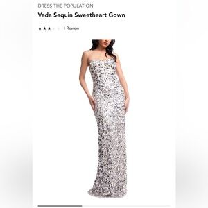 Dress the Population Vada Silver Sequin Sweetheart Gown
